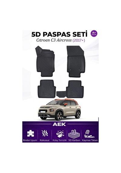 Citroen C3 Aircross 2017+ Araca Özel Havuzlu "karbon" Paspas Takı