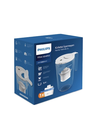 Philips Su Arıtma Filtreli Sürahi 3,4 L Awp2953wht