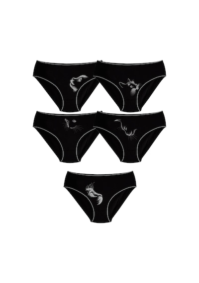 Alya Underwear Kadın Pamuklu Hipster - Slip Külot 5 Farklı Renk 1 Pakette Siyah P13