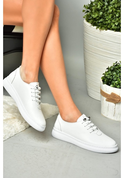 Fox Shoes P555461003 Beyaz Hakiki Deri Kadın Spor Ayakkabı Sneakers Beyaz