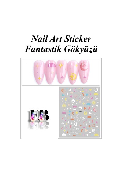 Nail Art Sticker Kendinden Yapışkanlı, Tırnak Süsleme, Tırnak Dövmesi Stikır 1321 Çok Renkli-1321