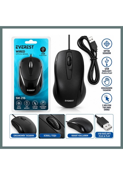 Ventra Kablolu Usb Işıklı Optik Mouse 1200 Dpı Ventra