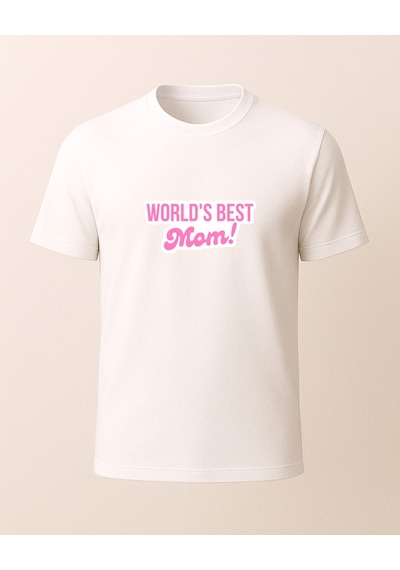 World's Best Mom Baskılı T-shirt Beyaz