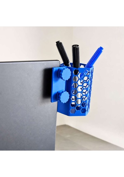 3d Baskı Monitor Kalemlik - Petek Desenli Laptop Kenar Altıgen Kalemlik-mavi Diğer