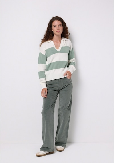 Colins Berry Fit Yüksel Bel Geniş Paça Kadın Yeşil Pantolon Cl1076106 Q1.v2 Sag Sage