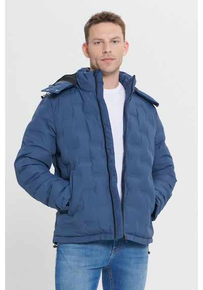 AC&Co / Altınyıldız Classics Erkek Lacı Standart Fit Normal Kesim Kapüşonlu Desenli Mont Lacı Lacivert