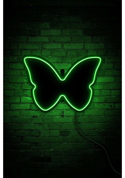 Kelebek Neon Led Duvar Aydınlatması & Dekoru & Gece Lambası Yeşil Yeşil