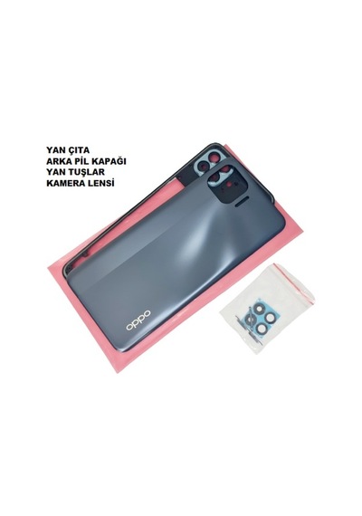 Oppo Reno 4 Lite Kasa Arka Pil Kapağı Full Kasa Siyah