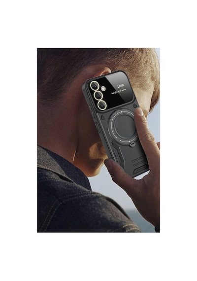 Samsung Galaxy Uyumlu A14 4g Kılıf Joy Lens Standlı Kap 55a3a Siyah