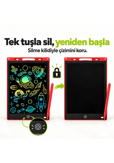 Npo Blic Btb5k 12" Lcd Renkli Ekranlı Kalemli Akıllı Çocuk Yazı Tahtası Ve Grafik Çizim Tableti