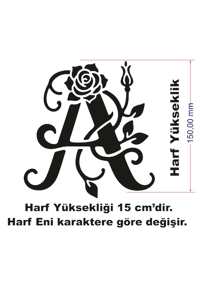 Stencil Harf Boyama Şablonu X049 Harf Yüksekliği 15 Cm