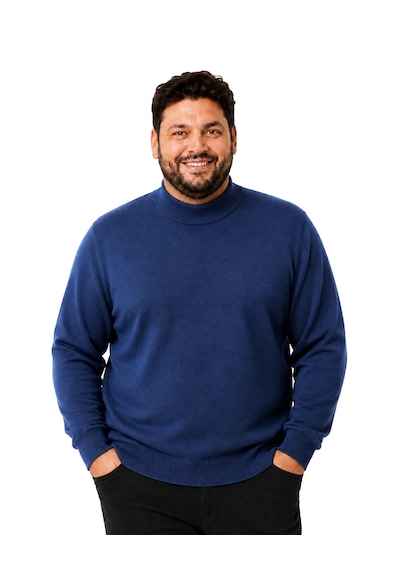Battalmoda Erkek Büyük Beden İndigo Yarım Balıkçı Pamuklu Kazak 3xl-4xl-5xl-6xl