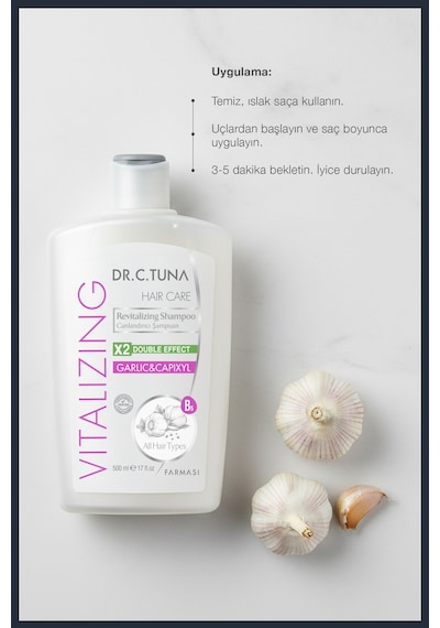 Dr. C. Tuna Vitalizing Sarımsak & Capixyl Koparak Dökülen Saçlar Için Canlandırıcı Şampuan 500 Ml Tüm Saç Tipleri