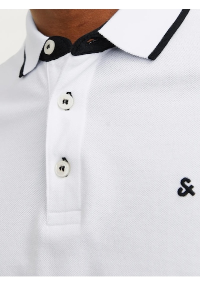 Jack & Jones Jjepaulos Polo Ss Noos Erkek T-shirt 12136668 Beyaz Siyah