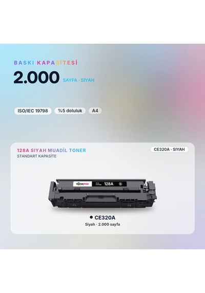 Hp Color Laserjet Cp1525nw Ce320a Siyah Muadil Toner Çipli