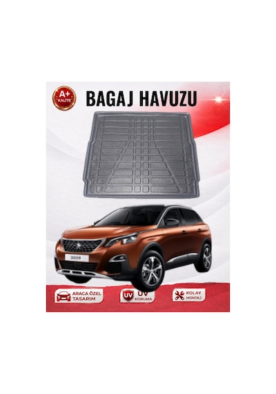 Peugeot 3008 Crossover 2016-2023 Üst Kısım 3d Bagaj Havuzu Premıum A+