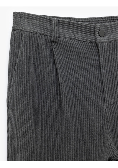 Koton Pileli Dokulu Cepli Slim Fit Pantolon Antrasit 7wam40004hk