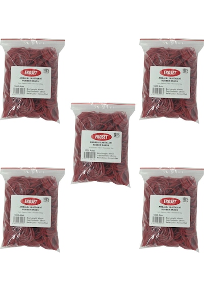Ekoset Kırmızı Paket Ambalaj Para Lastiği 40Mm 5.000 Adet