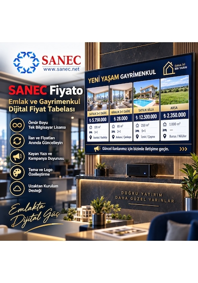 Sanec Emlak & Gayrimenkul  Tabelası 43" Hdmı Ekranlı Dijital  Tabelası Sistemi