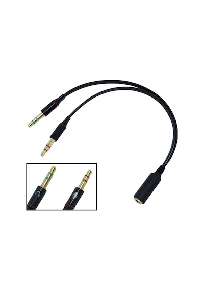 Aux 3.5 Mm Kulaklık Mikrofon Dönüştürücü Birleştirici Kablo