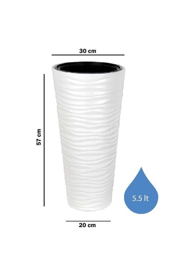Omnipazar So-kvt1 Kumsal Vazo Saksı Takımı 5.5 Lt Beyaz 3 Adet