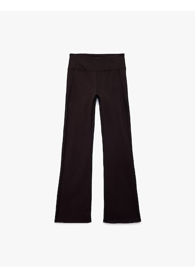 Koton Yüksek Bel İspanyol Paça Slim Fit Tayt Siyah 6wak40154nk Siyah