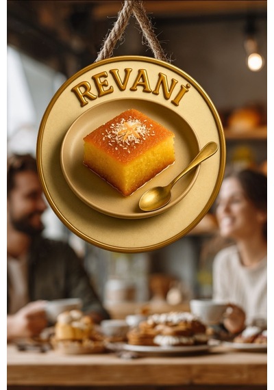 Revani Temalı İpli Ahşap Kapı Duvar Süsü, Pastane, Tatlı Dükkanı, Cafe Tablo Dekoru