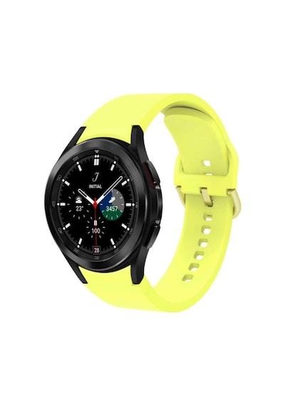 Samsung Galaxy Watch 4 40 42 44 46mm Uyumlu Pim Tasarımlı Classic Silikon Kordon Sarı