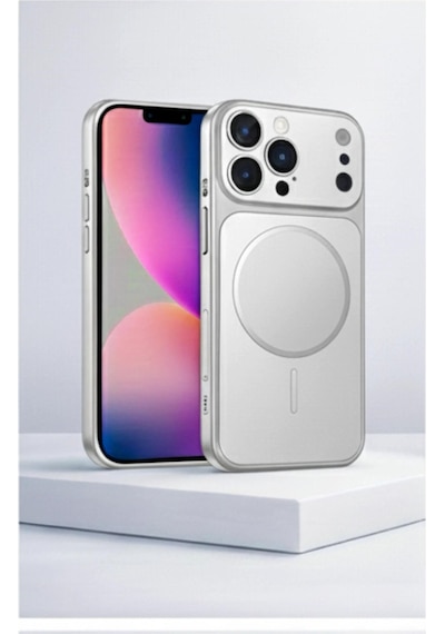 Apple Uyumlu iPhone 17 Pro Max Görünümlü Magsafeli Kamera Lensli Kılıf Silver