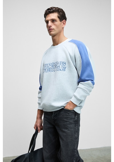 Grımelange Hercules Erkek Bisiklet Yaka Önü Nakışlı Kolları Biyeli Grimelanj Sweatshirt Grimelanj