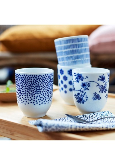 Ikea Entusıasm 4'lı Meşrubat Bardağı 220 Ml Beyaz Mavi Beyaz - Mavi