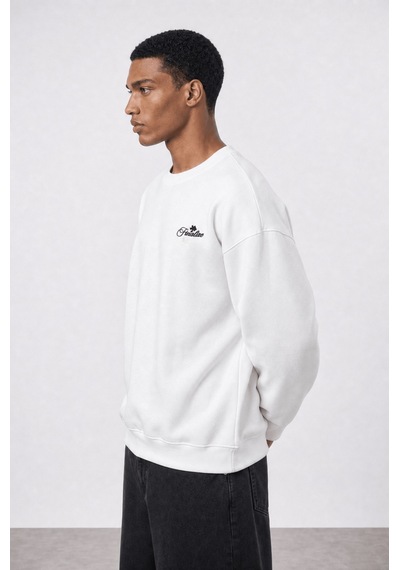 Respire Erkek Finalize Patch Detaylı Oversize Sweatshirt Ekru