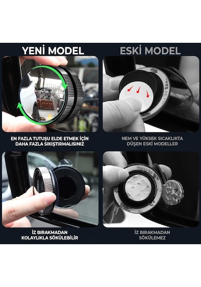 360 Derece Prizmatik Ayarlanabilir Vantuzlu Oto Kör Nokta Aynası Siyah