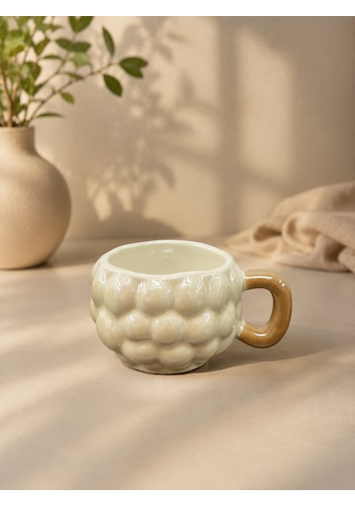 Acar Porselen Lüks Kahve Meşrubat Çay Bardağı Bardak Kupa 325ml Beyaz - Krem