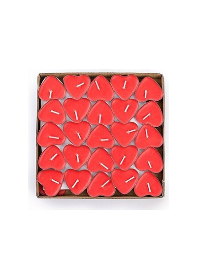 Kırmızı Kalp Tealight Mum Sevgiliye Hediye Kalp Mum Evlilik Teklifi Yıldönümü 20 Adet Kırmızı