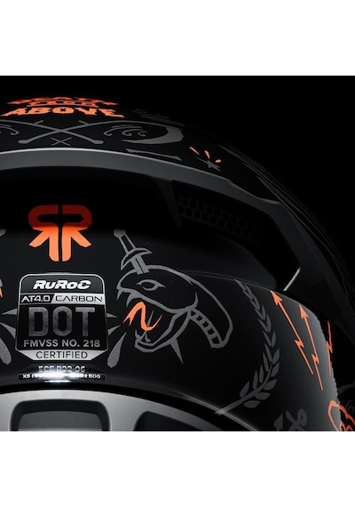 Ruroc At4.0 Carbon Blackbird Kapalı Kask Siyah - Kırmızı