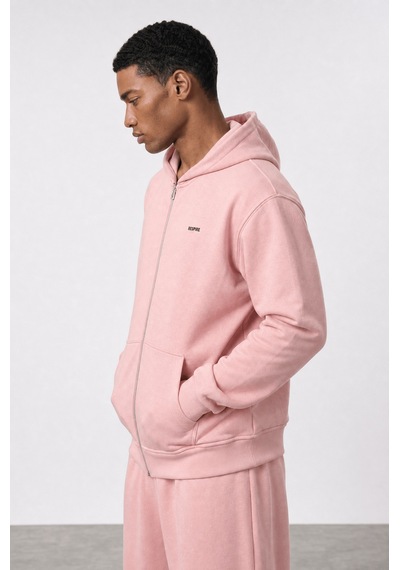 Erkek Respire Basic Oversize Zip Pembe