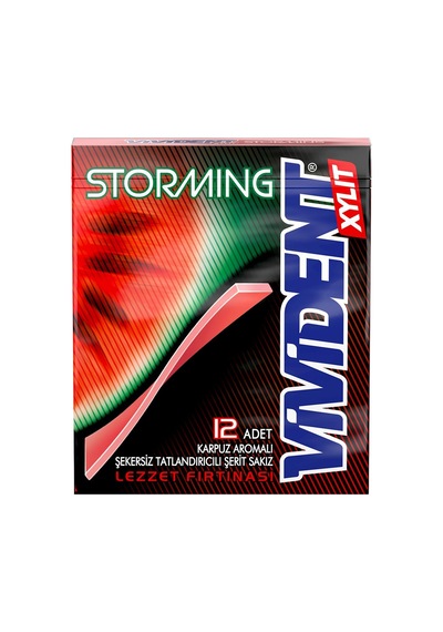 Vivident Xylit Storming Karpuz Aromalı Şekersiz Şerit Sakız 33 G 3'li Ekonomik Paket - 3 Adet Tarı