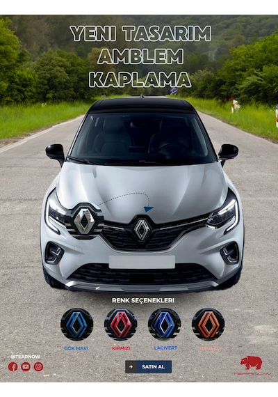 Renault Captur 2019-2024 Yeni Tasarım Amblem Kaplama Sticker