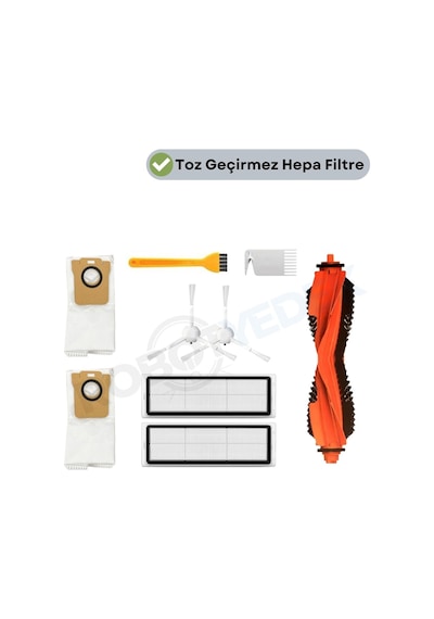 Xiaomi H40 Uyumlu Yedek Fırça Hepa Filtre Toz Torba Seti-9 Parça