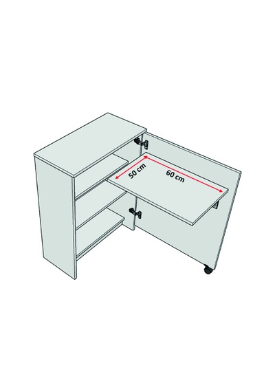 Asra Trend Fonksiyonel Kitaplık MD002 %100 MDF Katlanır Çalışma Masası Beyaz