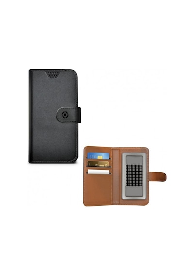 Celly Wally Xl Üniversal 4.5" 5.0" Telefonlar İle Uyumlu Kapaklı Kılıf Siyah