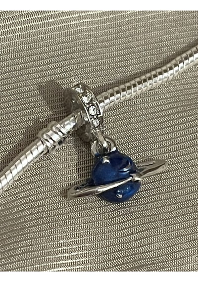 Sallantılı Gezegen Satürn Charm Mavi Gümüş