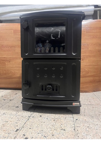 Bekaş 915-bekaş Camlı Lüx Salon Turbo Şömine Ateş Tuğlalı Soba Mat Siyah Renk
