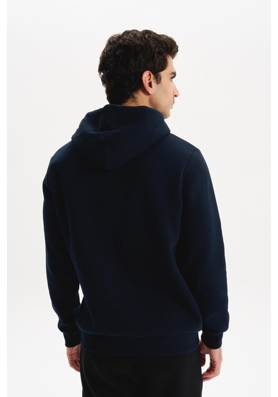 AR-MA Arma Erkek Kapüşonlu Kanguru Cepli 3 İplik Baskılı Şardonlu Regular Fit Sweatshirt K30254628702 Lacivert