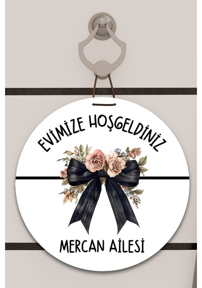 Dijital Baskı Beyaz, Kurdele Desenli, Kişiye Özel Kapı Süsü, Duvar Süsü