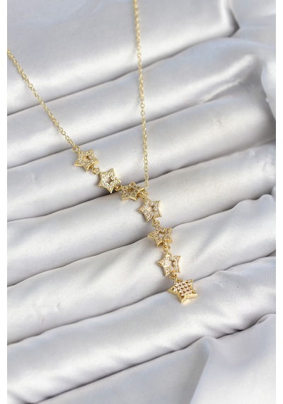 316l Çelik Yıldız Model Gold Renk Zirkon Taşlı Kadın Kolye Çok Renkli 78436073