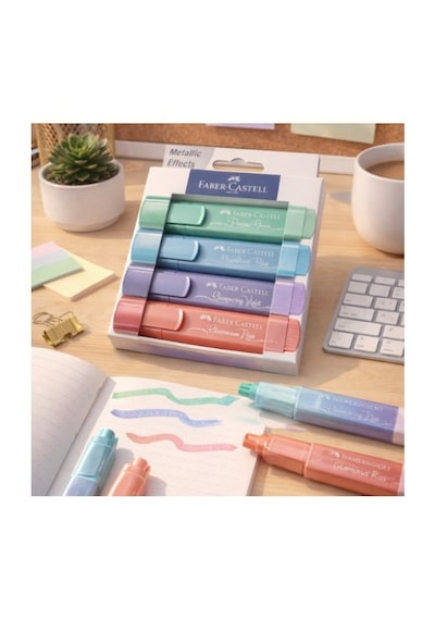 Faber-castell Metallic Effects Fosforlu Kalem Seti 4 Renk Metalik Işıltılı