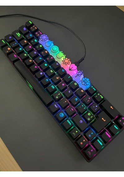 8 Parça Işık Geçiren Pokemon Anime Rozet Temalı Mekanik Klavye Tuş Seti Koleksiyonluk Keycap