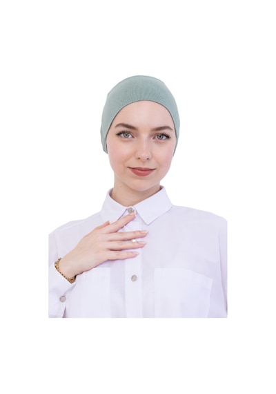 Modish Group Pratik Bone Pamuklu Tesettür İç Bone, Başörtüsü İçin Hazır Viskon Şapka, Namaz Günlük Kullanım İçin Açık Yeşil